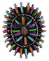 Southwest Needlepoint Multicolor Silver Ring Size 5-3/4 PX43603